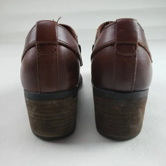 Born Timmons Leather Ankle Boot Womens 7.5 Brown Side Zip Heeled Comfort Bootie - Picture 9 of 11